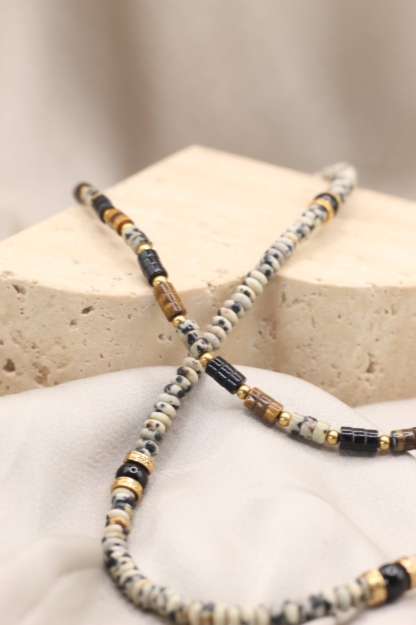 Rooted Mischief | Dalmation Jasper & Black Agate Necklace