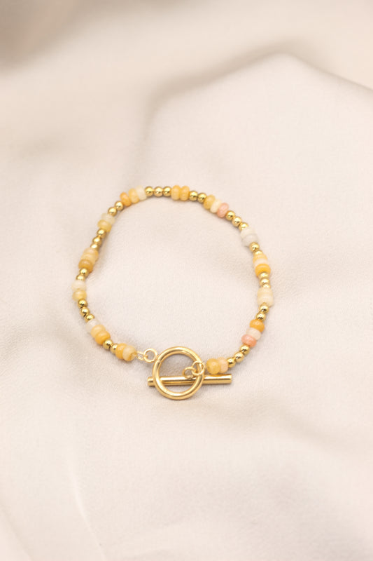 Joy & Wisdom | Yellow Jade Tbar bracelet
