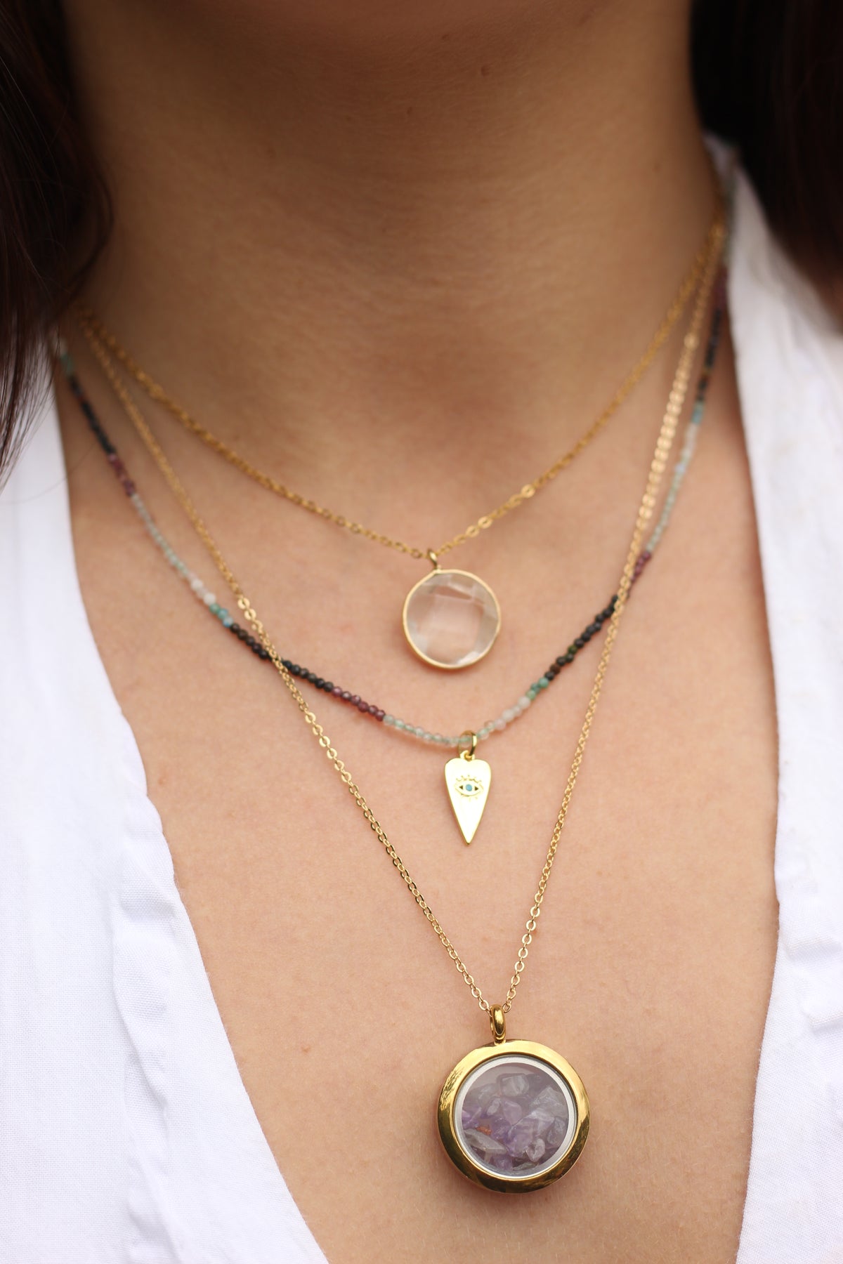 Peace & Calm | Amethyst gold locket necklace