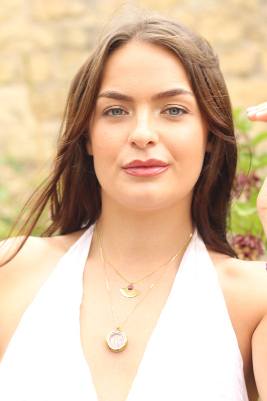 Love & emotional healing | Rose quartz gold locket necklace