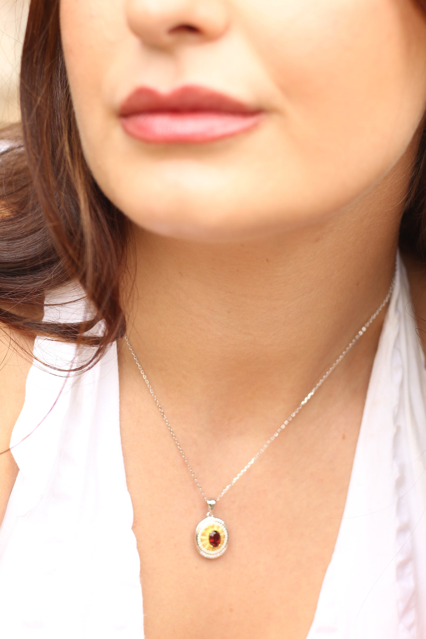 Love & Vitality | Garnet Sterling Silver Opulent Eye Necklace
