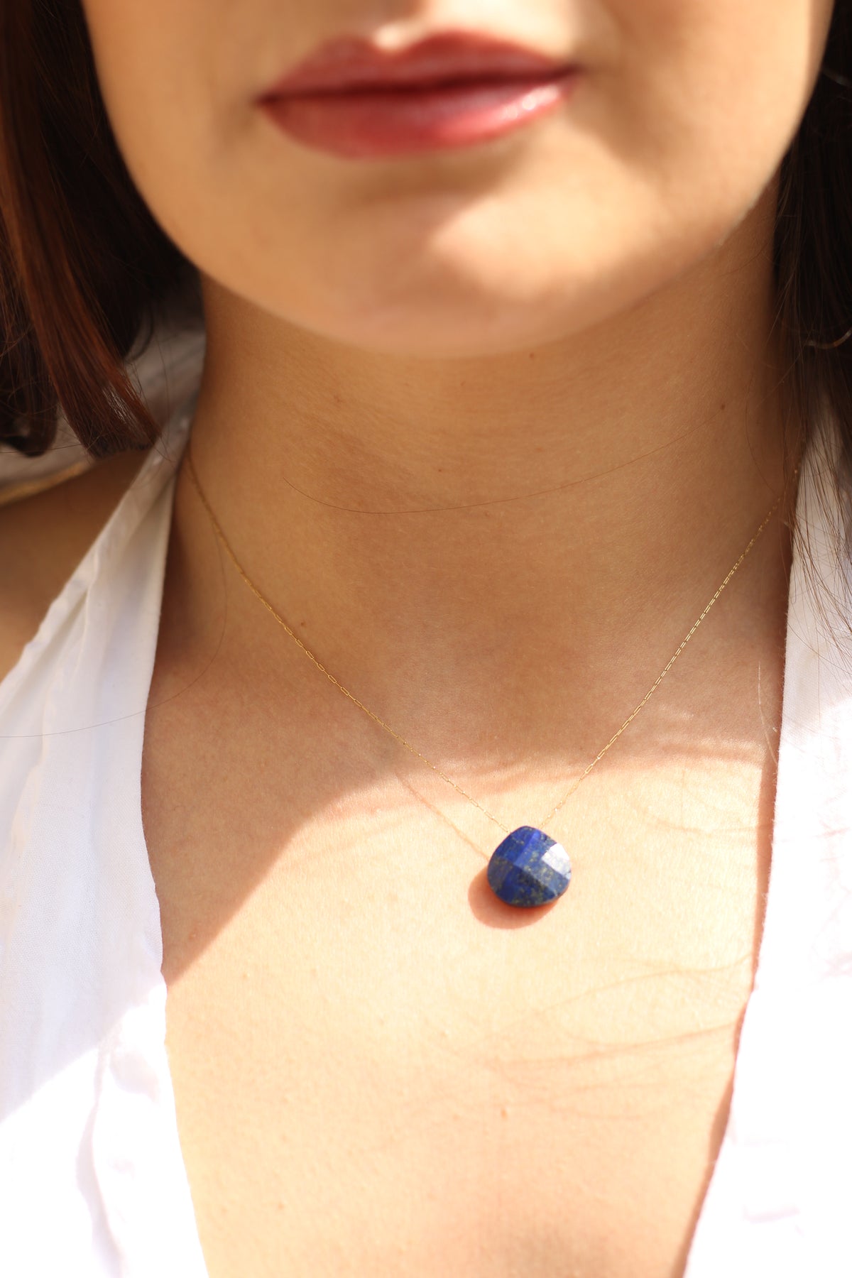 Wisdom & Intuition | Lapis Lazuli Droplet Crystal 14K Gold Plated Necklace
