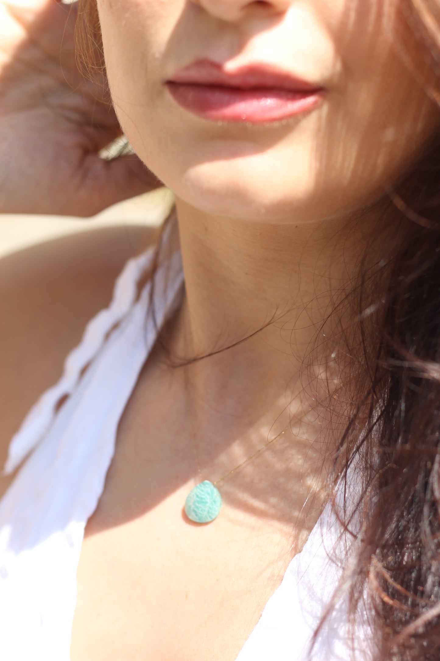 Clarity & Truth | Amazonite Droplet Crystal 14K Gold Plated Necklace