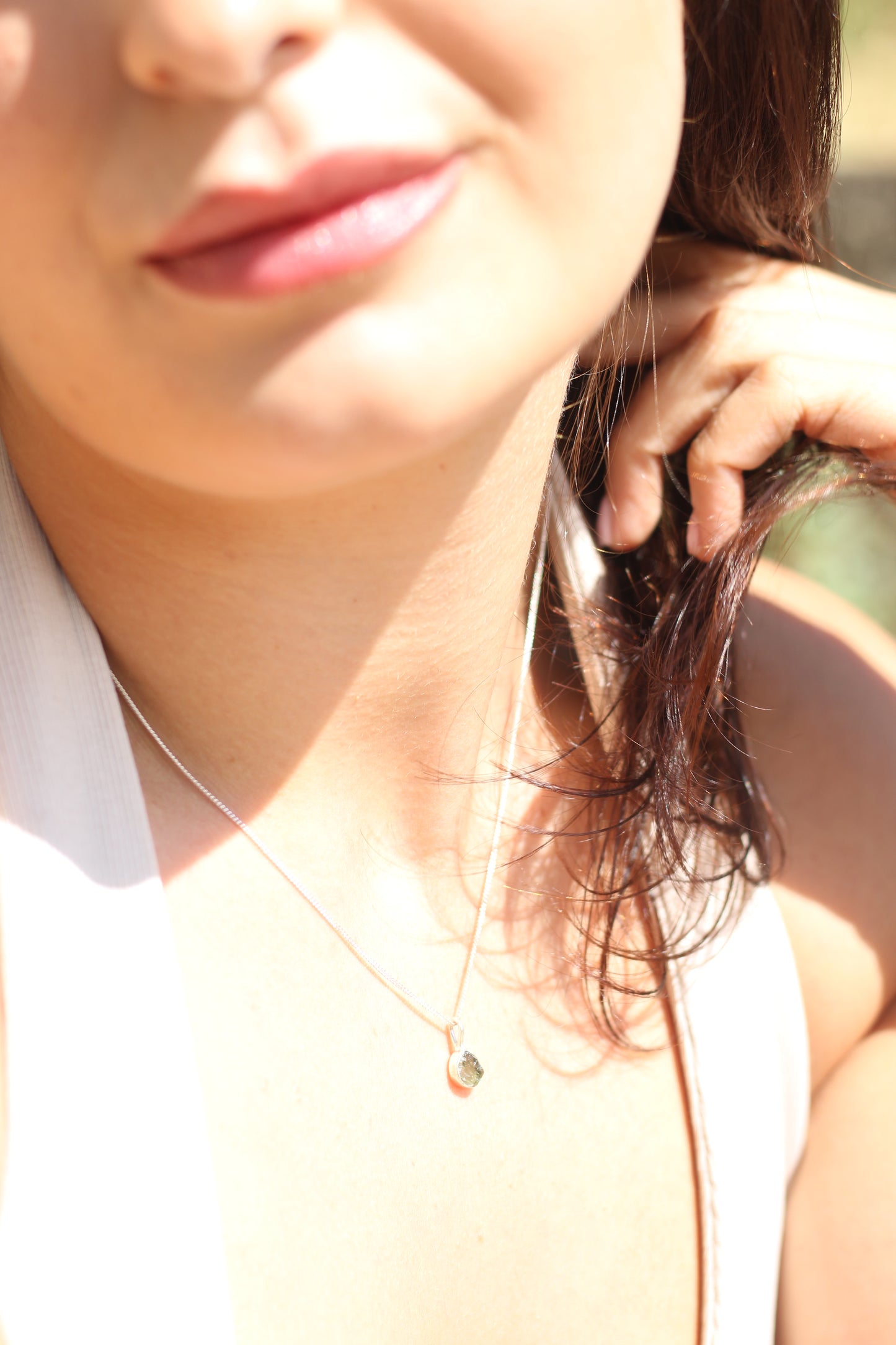Moldavite Petite Necklace | Sterling Silver