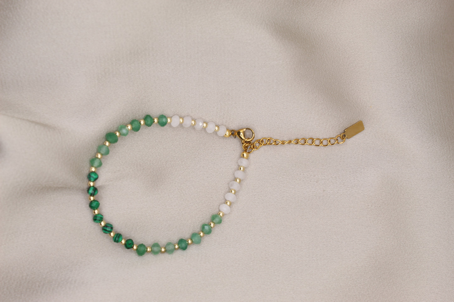 Faceted Malachite bracelet with gold clasp
