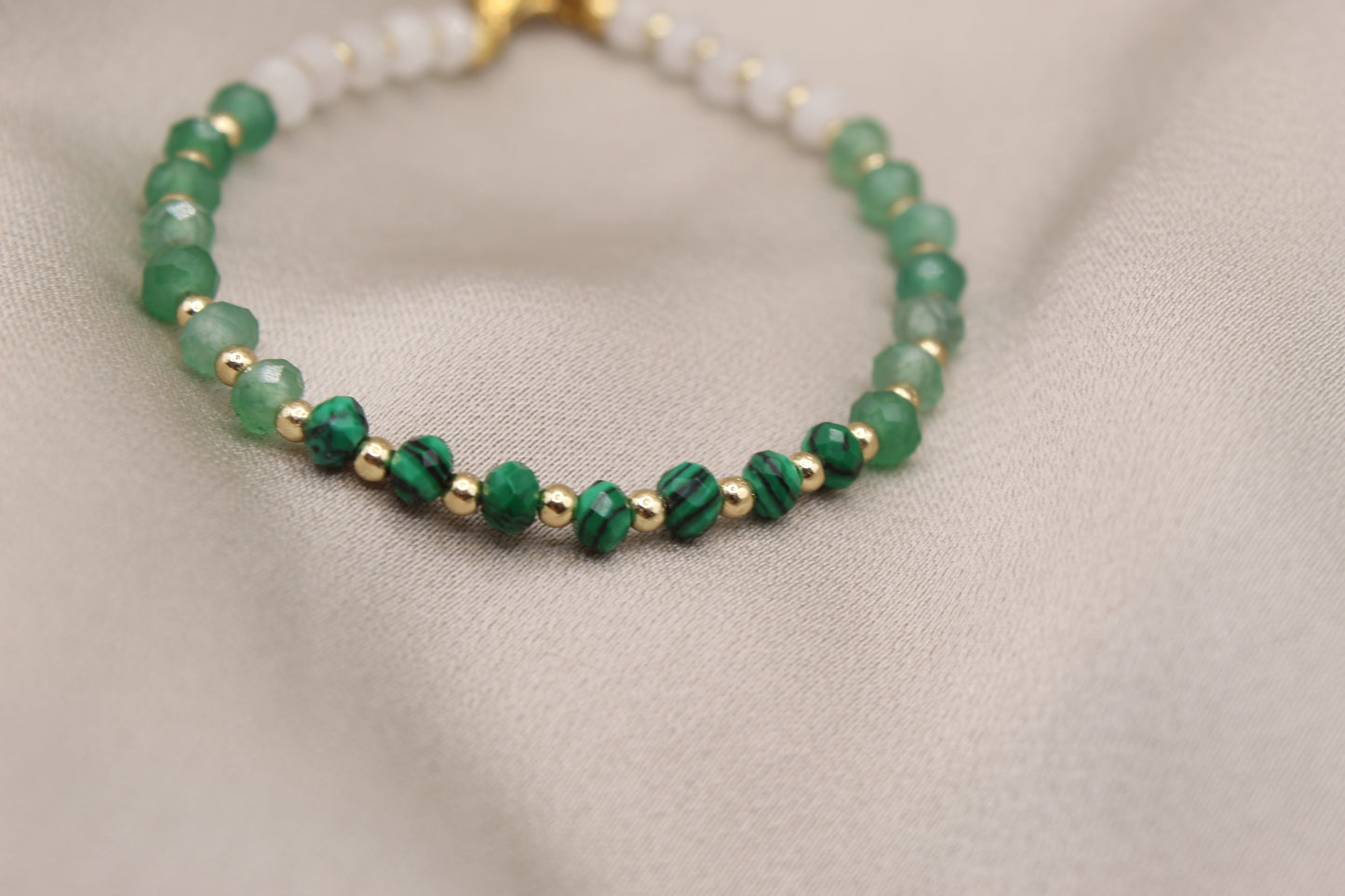 Faceted Malachite bracelet with gold clasp