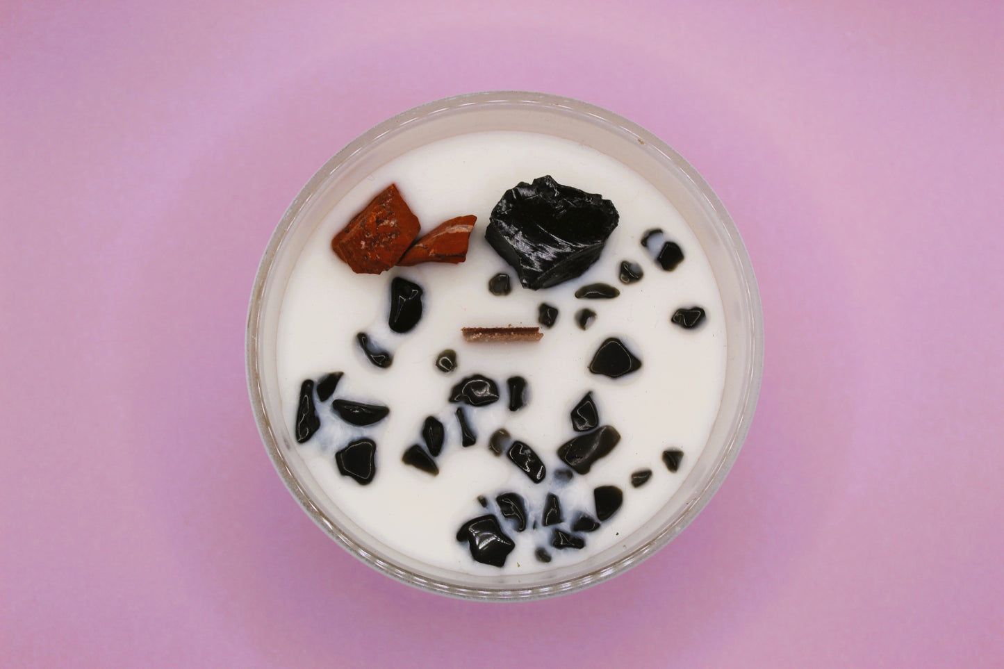 Amber & Patchouli candle infused with Red Jasper & Agate