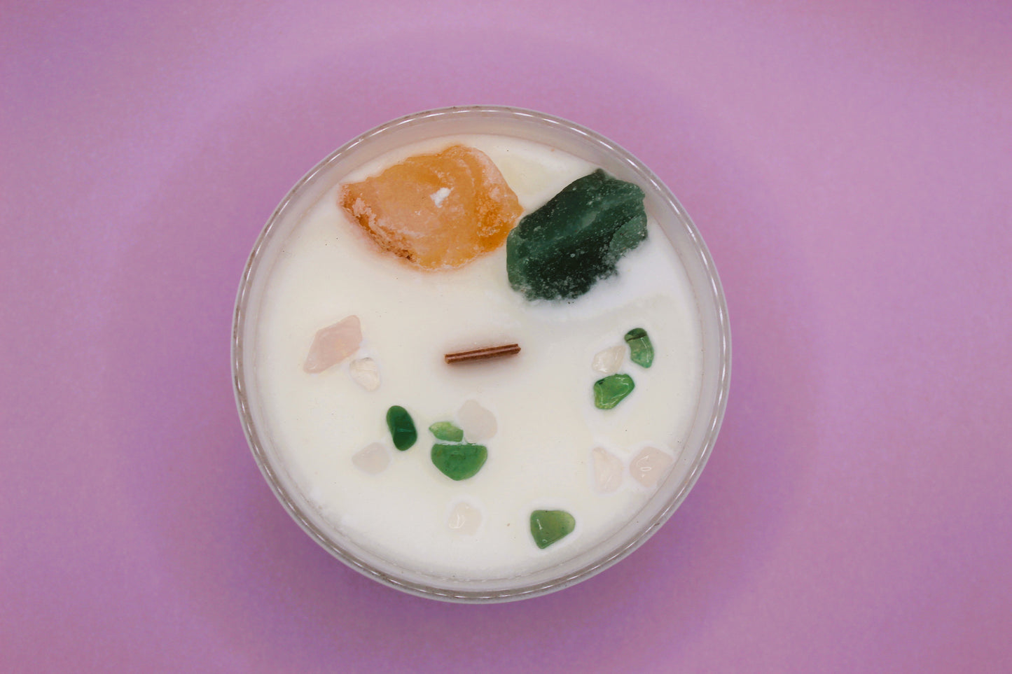 Peony & Rose Candle Infused With Rose Quartz & Jade