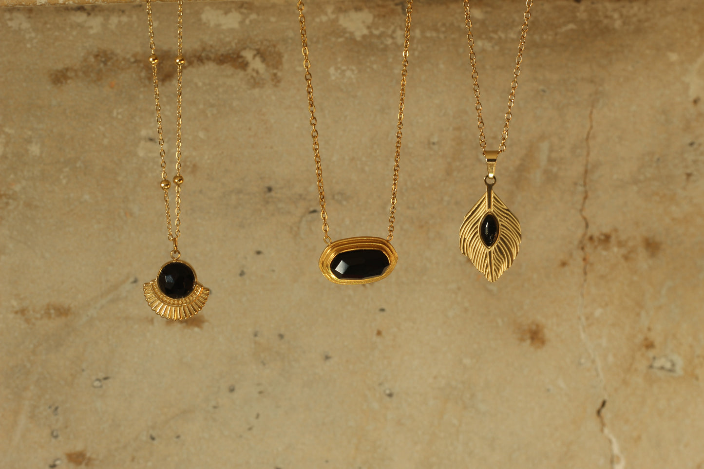 Obsidian feather necklace