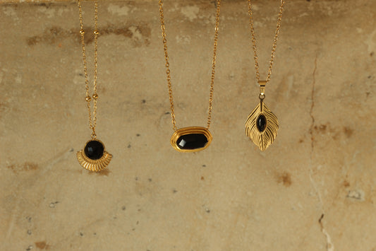 Obsidian plaque necklace