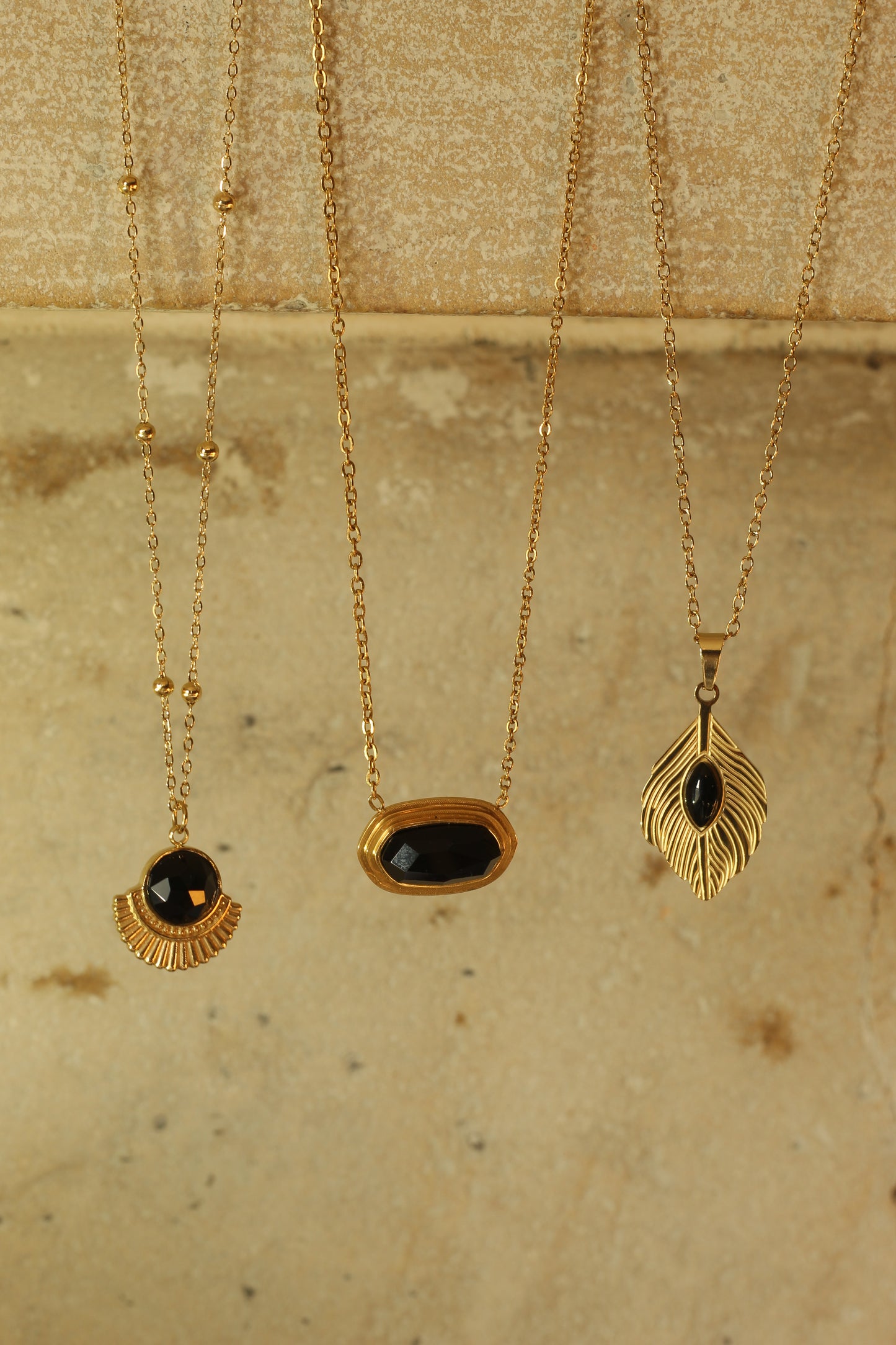 Obsidian plaque necklace