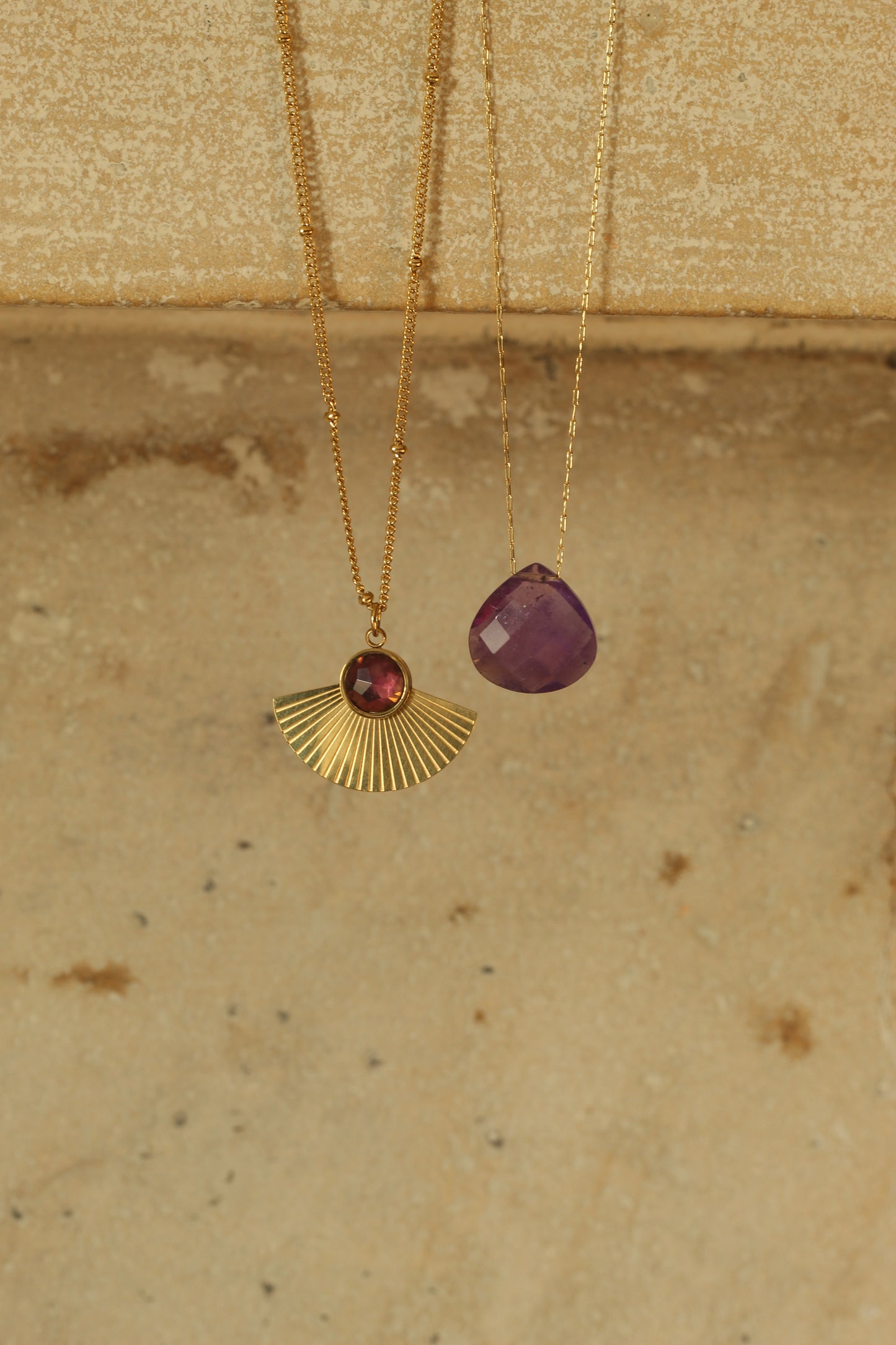 Amethyst Gold Fan necklace