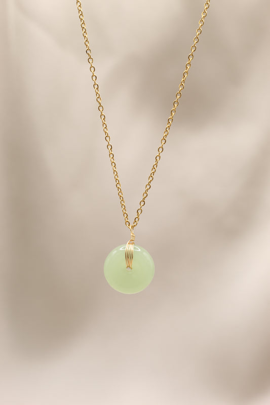 Peace & Prosperity | Jade hoop pendant necklace