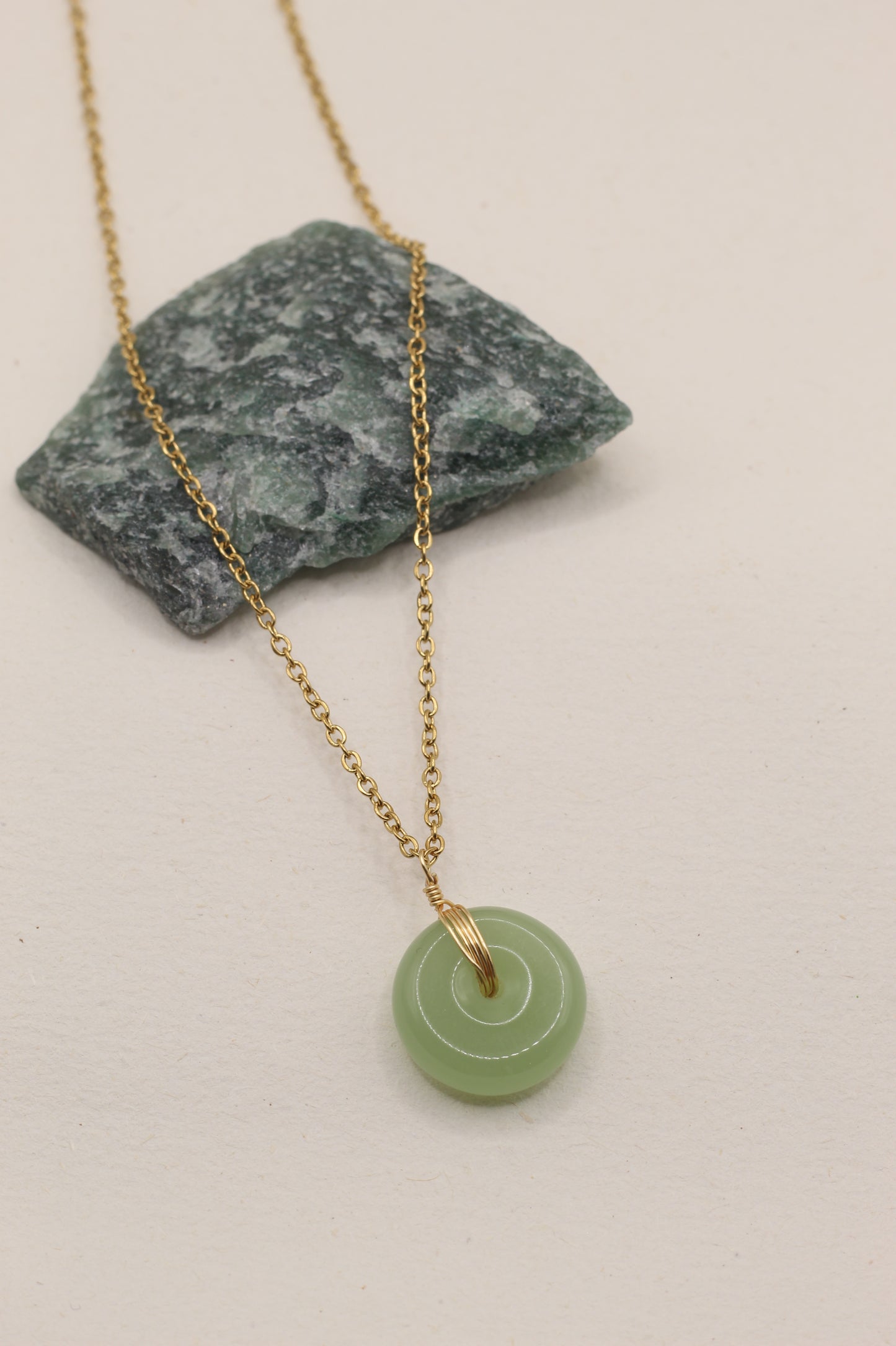 Peace & Prosperity | Jade hoop pendant necklace