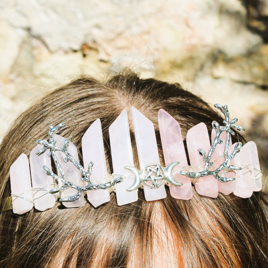 Rose Quartz Crystal Crown