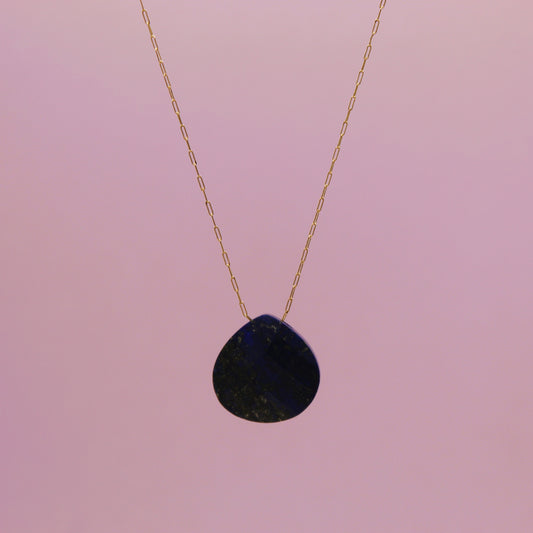 Lapis Lazuli Droplet Crystal 14K Gold Plated Necklace