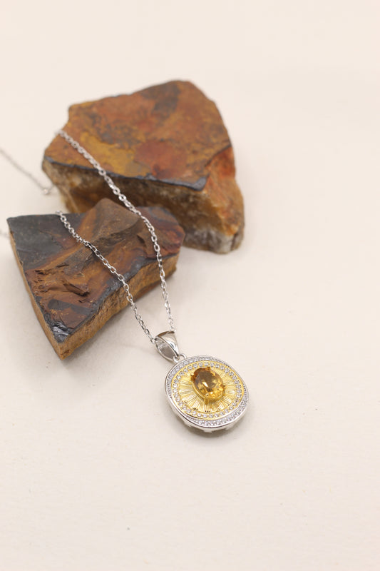 Joy & Abundance | Citrine Sterling Silver Opluent Eye Necklace