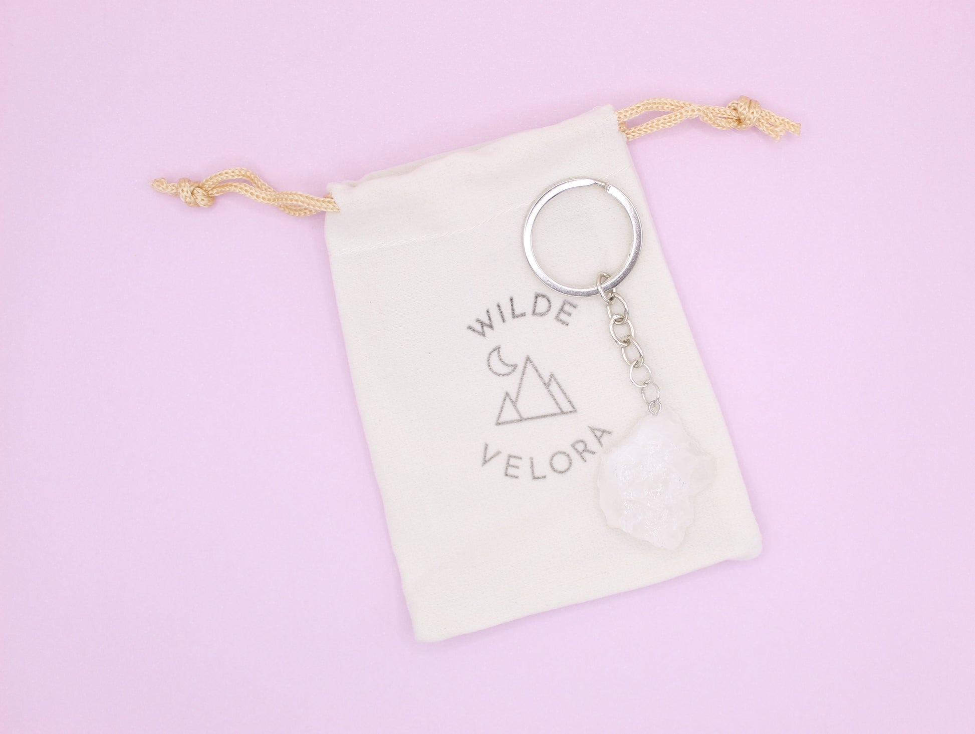 clear quartz keyring