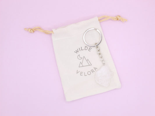 clear quartz keyring