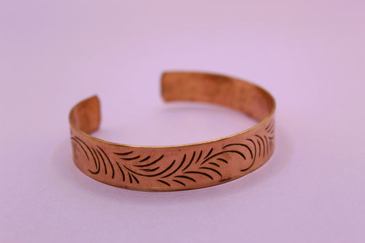 Copper Tibetan Bracelet - Wide Tribal Swirls