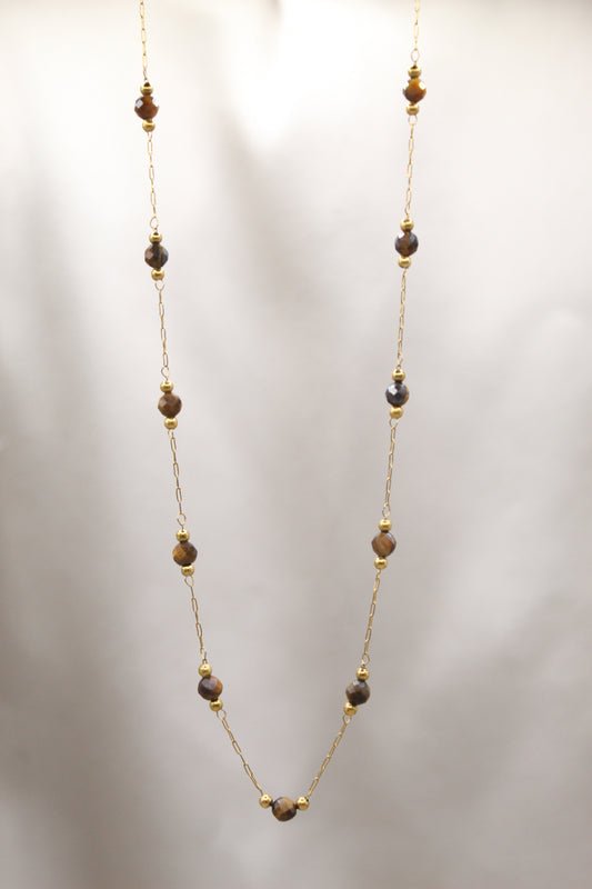 Courage & Strength | Tigers Eye delicate spacer chain necklace