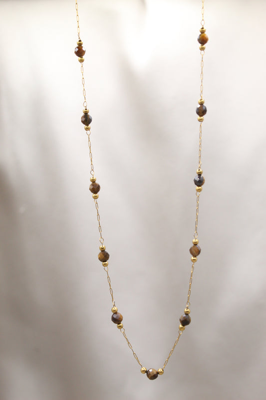 Courage & Strength | Tigers Eye delicate spacer chain necklace