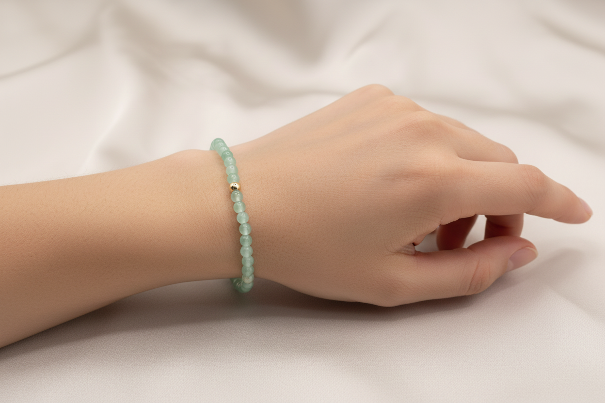 Green Aventurine Bracelet on Wrist