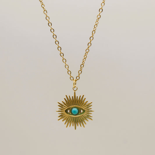 Turquoise 14K Gold Plated Eye pendant
