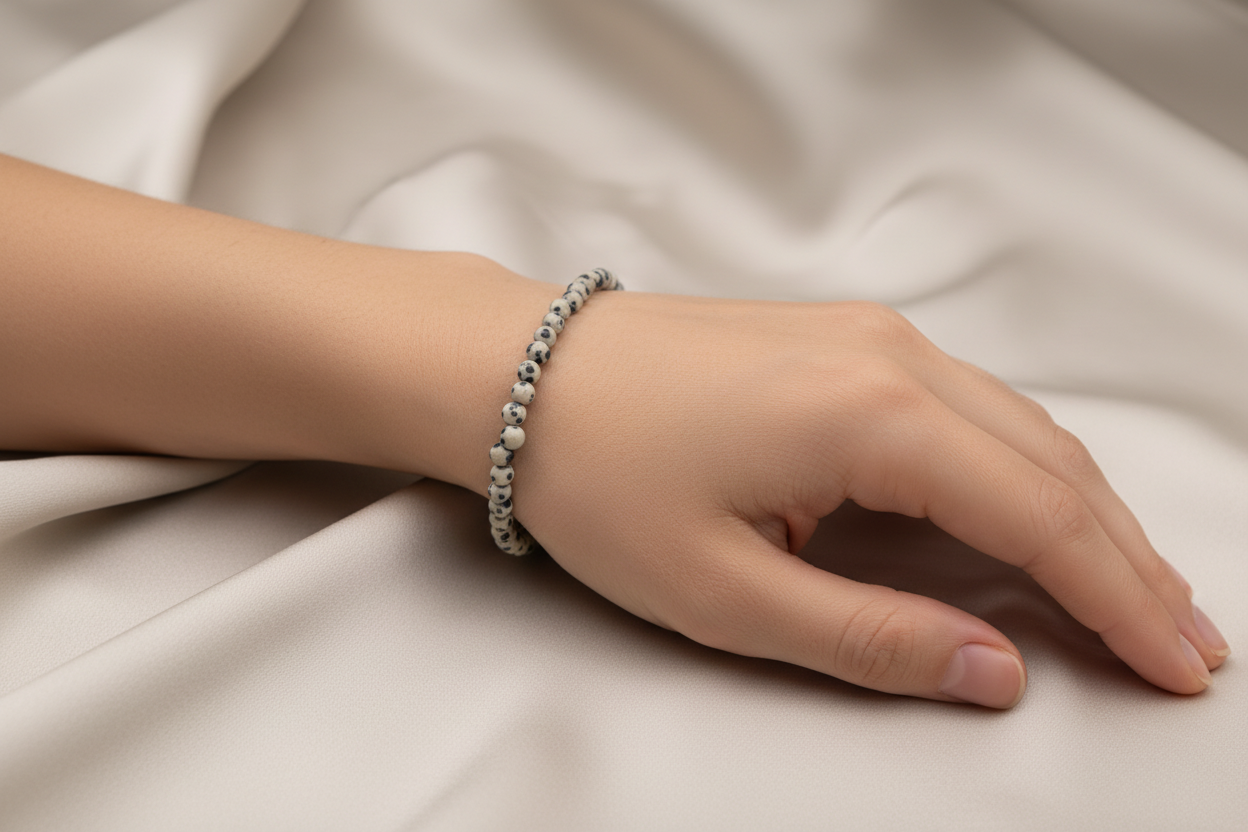 Playfulness & Loyalty | Dalmation Jasper delicate beaded bracelet