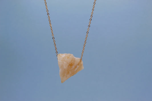 Citrine Raw Crystal 14K Gold Plated Pendant Necklace