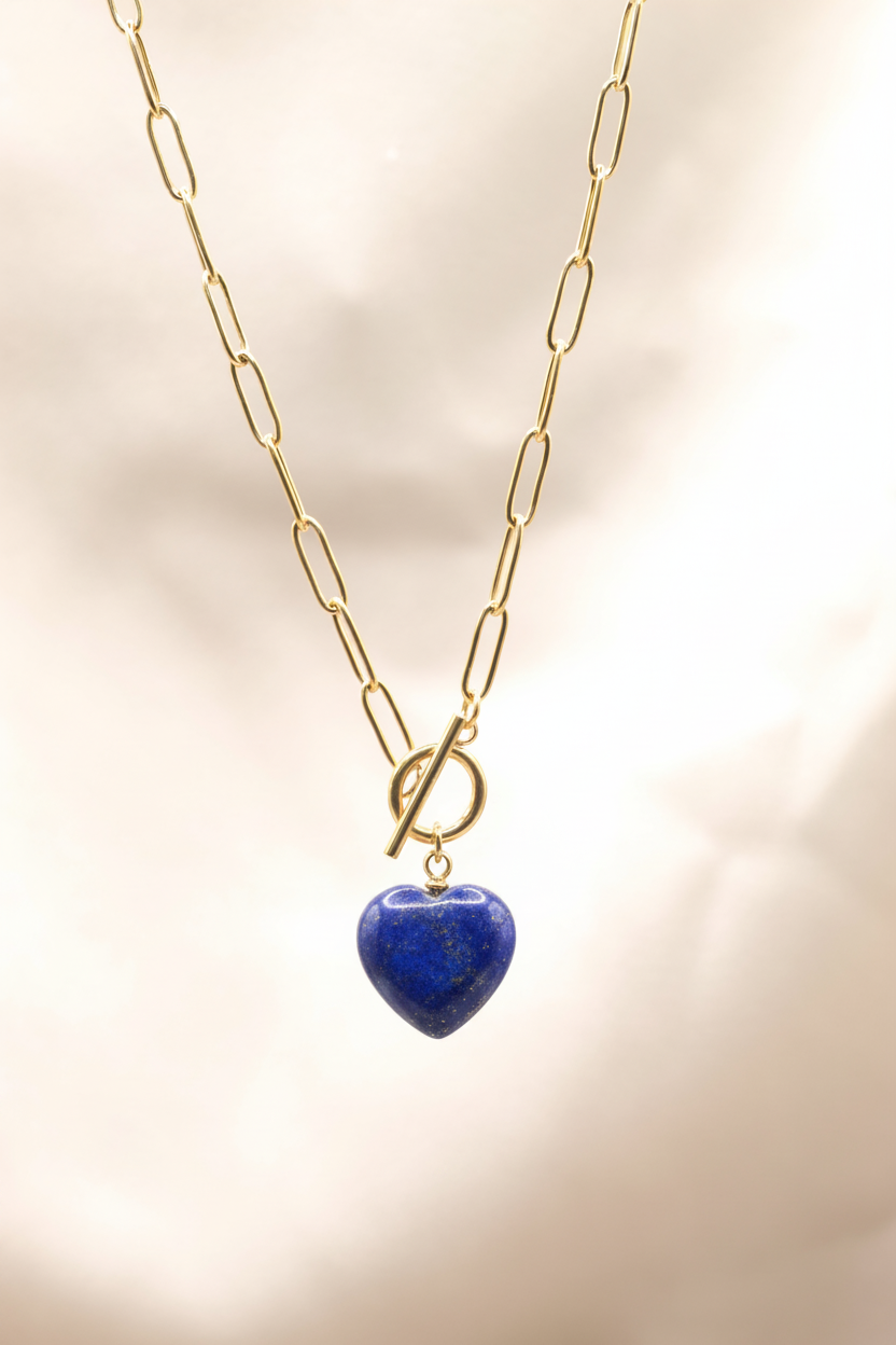 Lapis Lazuli Heart T-Bar Necklace
