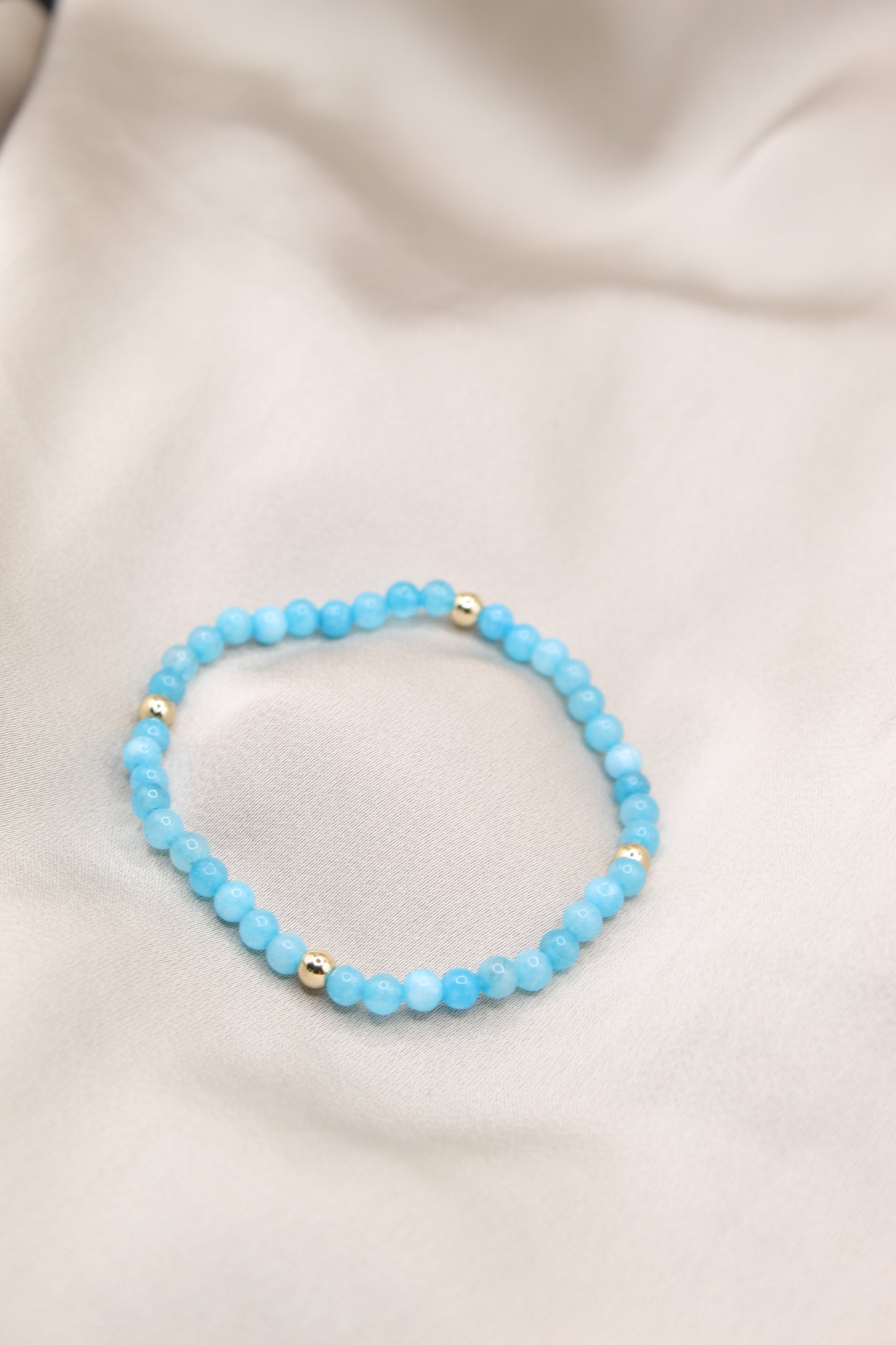 Aquamarine 4mm beaded bracelet