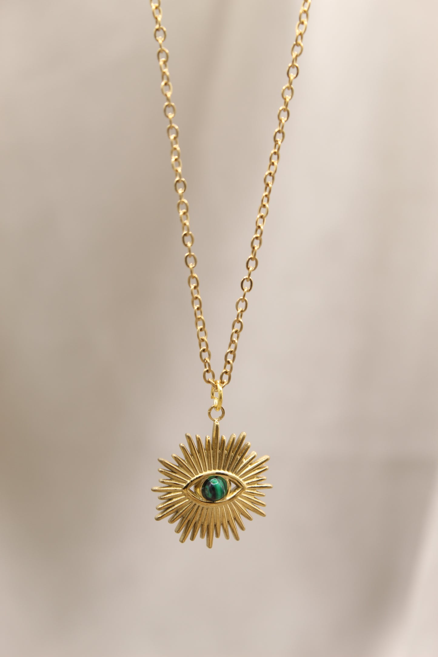 Malachite14K Gold Plated Eye pendant