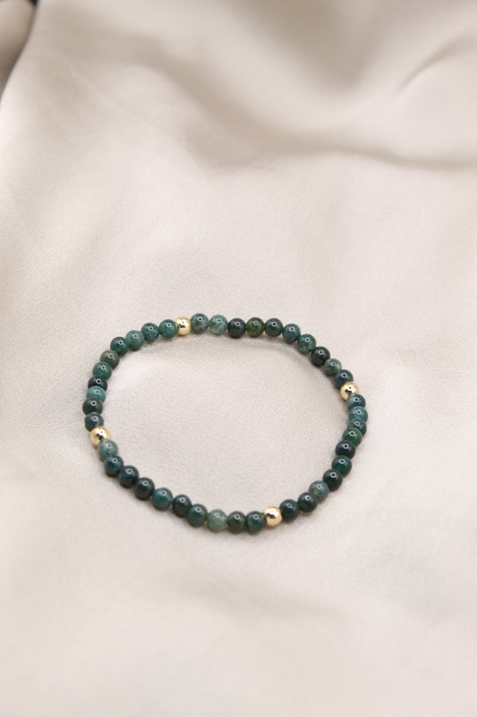 Moss agate 4mm beaded bracelet