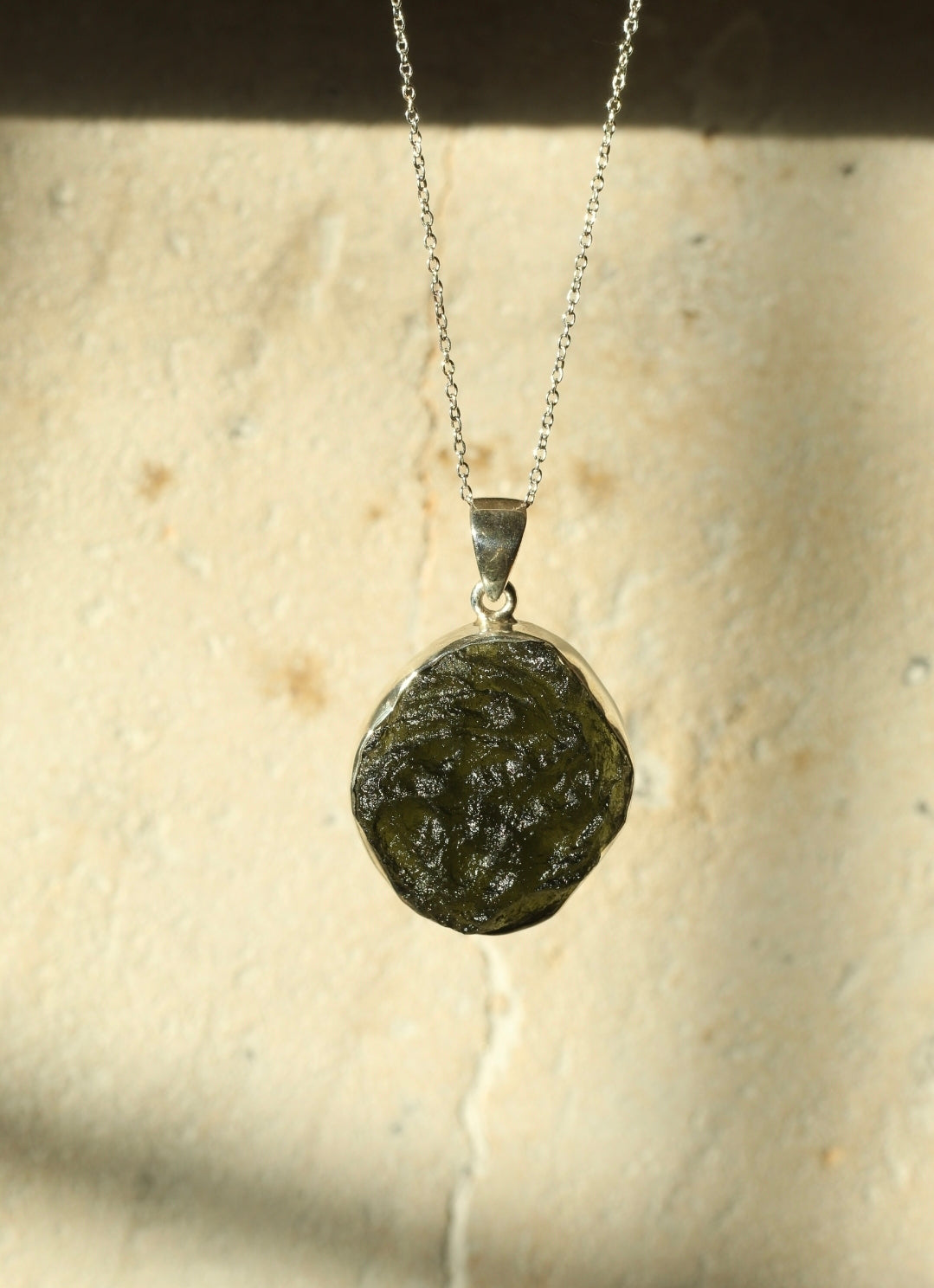 Sterling Silver Pure Moldavite Necklace – 18" Chain | One-of-a-Kind Cosmic Energy