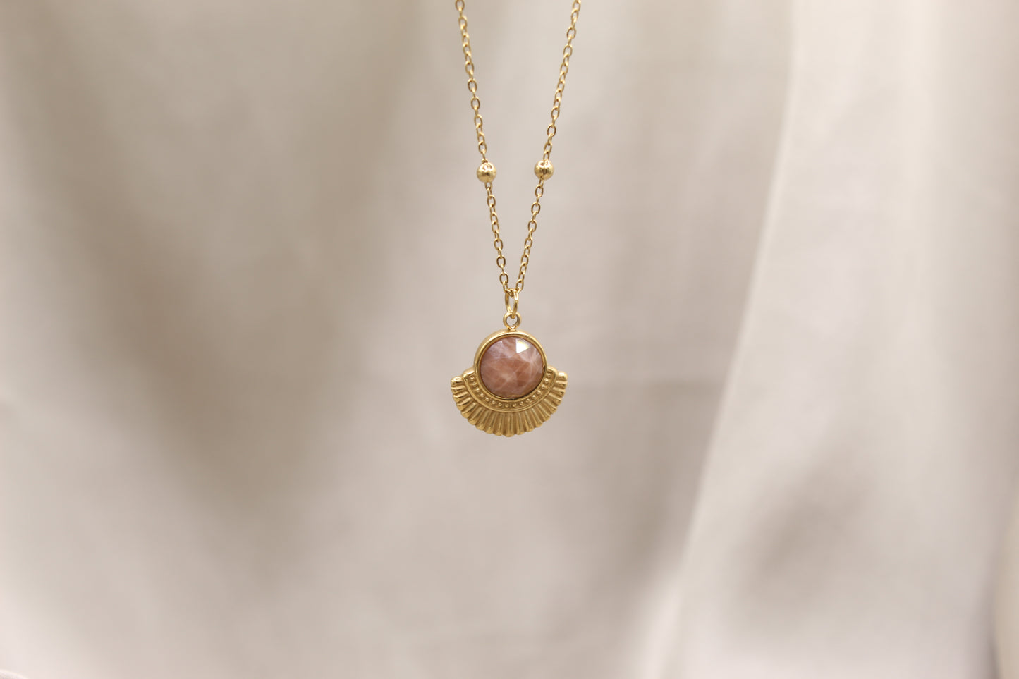 Sunstone Gold Fan necklace