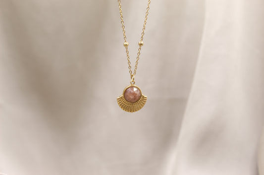 Sunstone Gold Fan necklace
