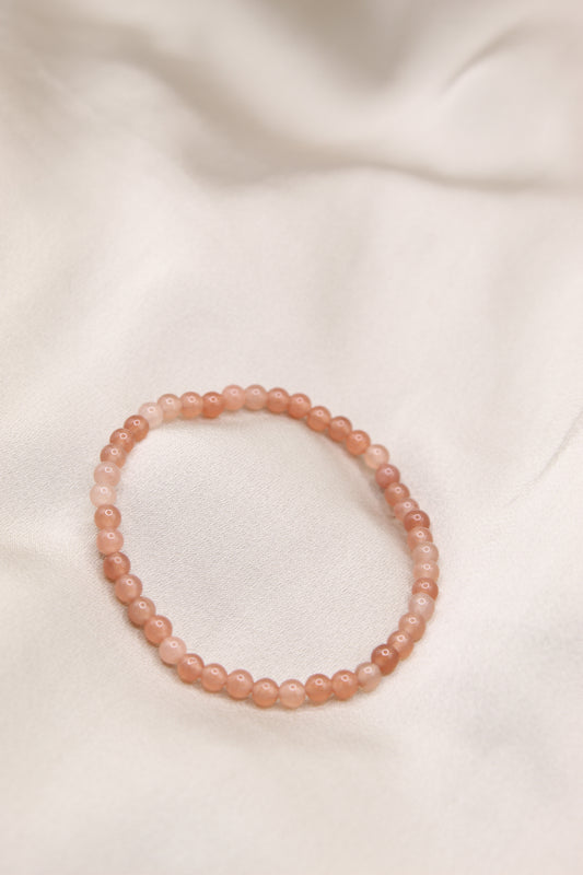 Strawberry quartz delicate beaded bracelet