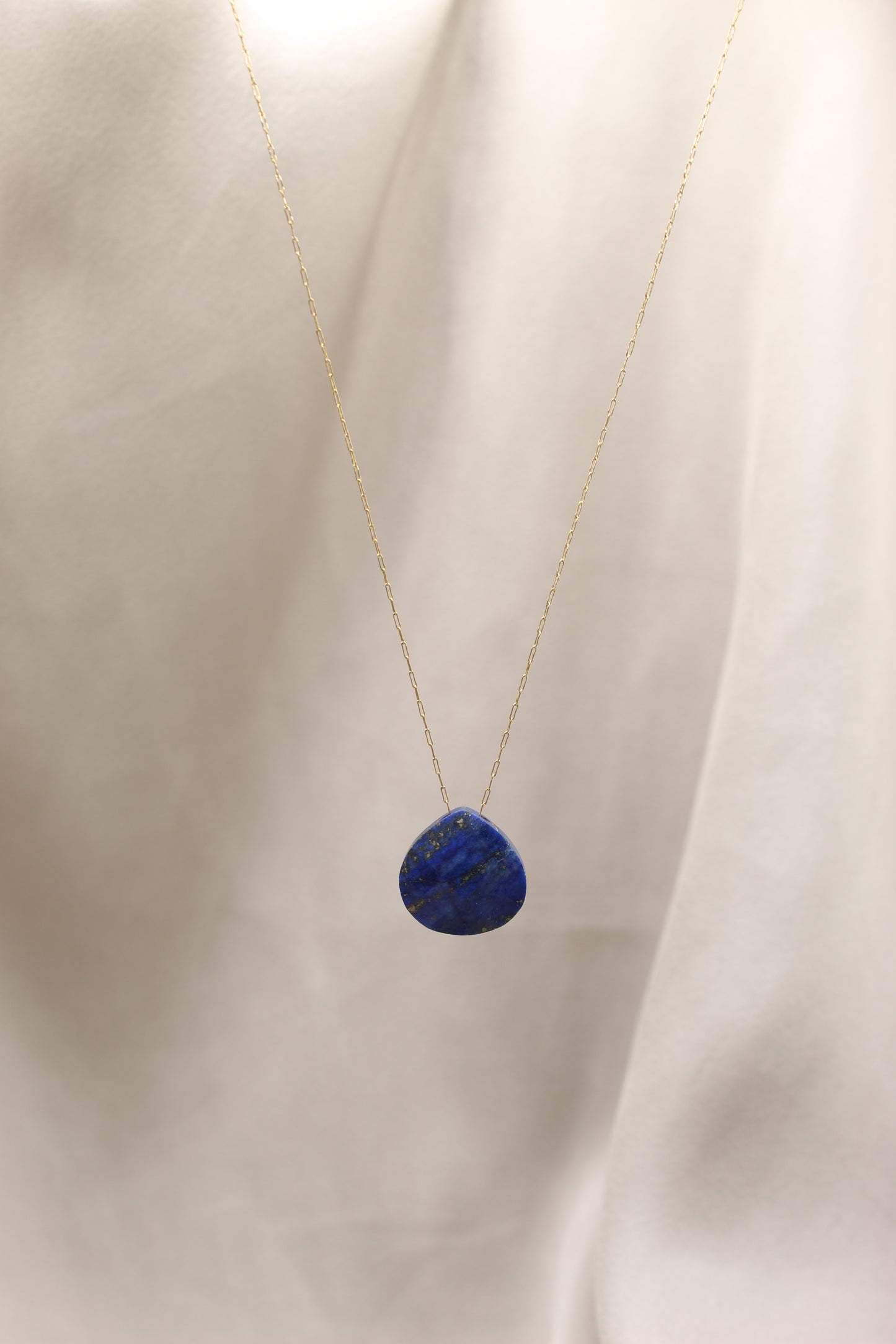 Lapis Lazuli Droplet Crystal 14K Gold Plated Necklace