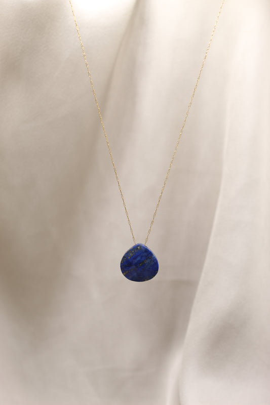 Lapis Lazuli Droplet Crystal 14K Gold Plated Necklace