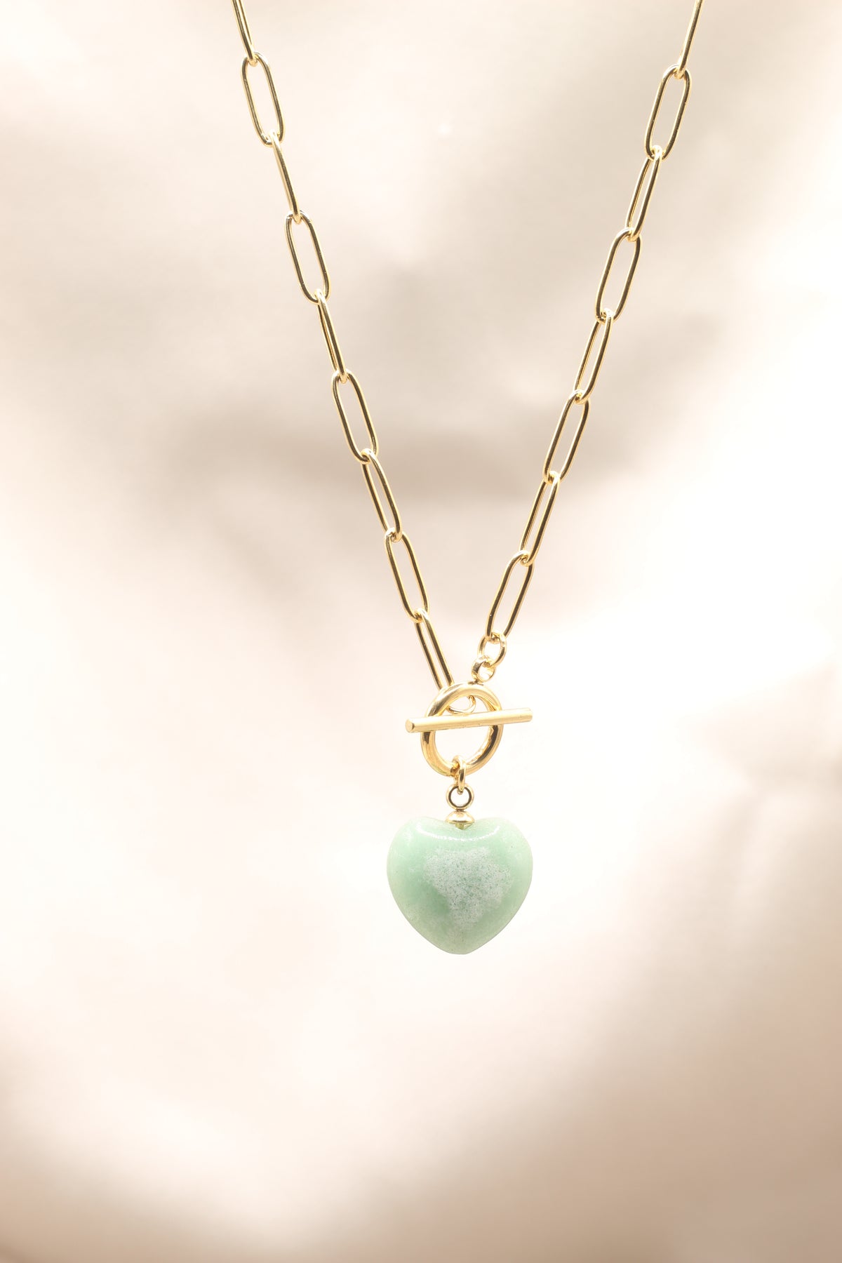 Positivity & Optimism| Aventurine Tbar Heart Necklace