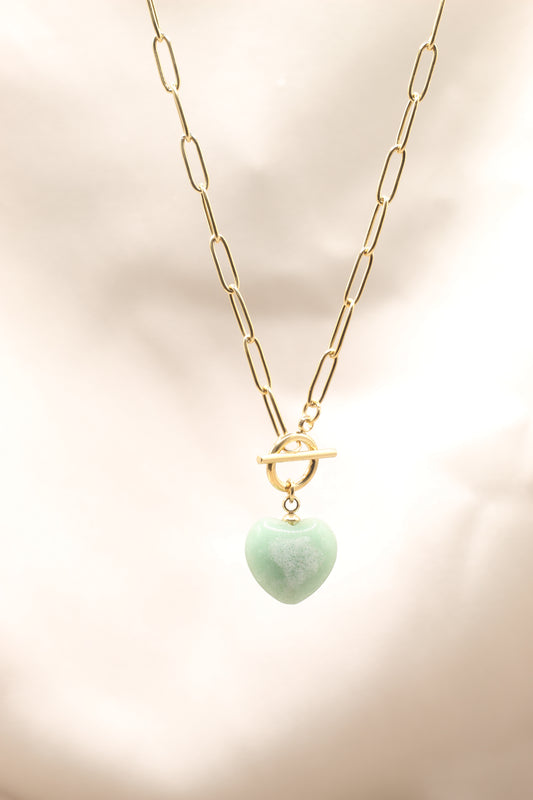 Positivity & Optimism| Aventurine Tbar Heart Necklace