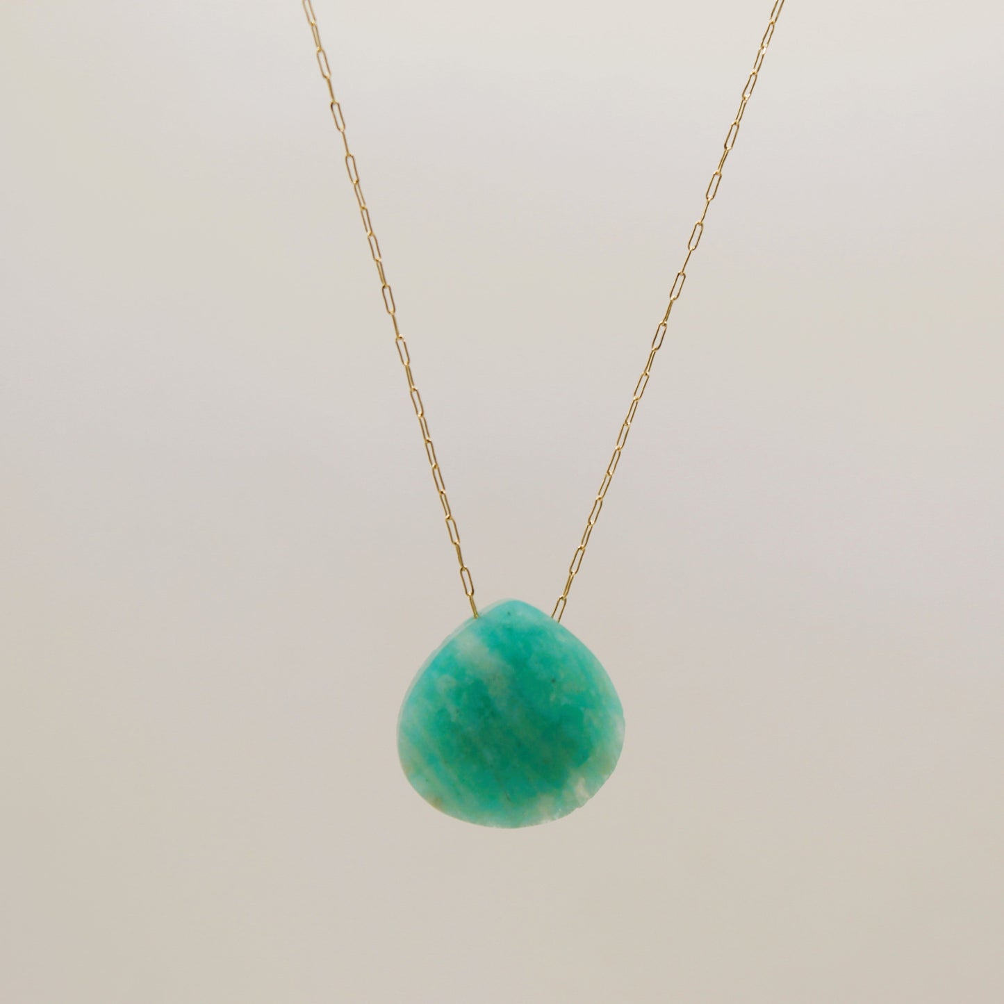 Amazonite Droplet Crystal 14K Gold Plated Necklace