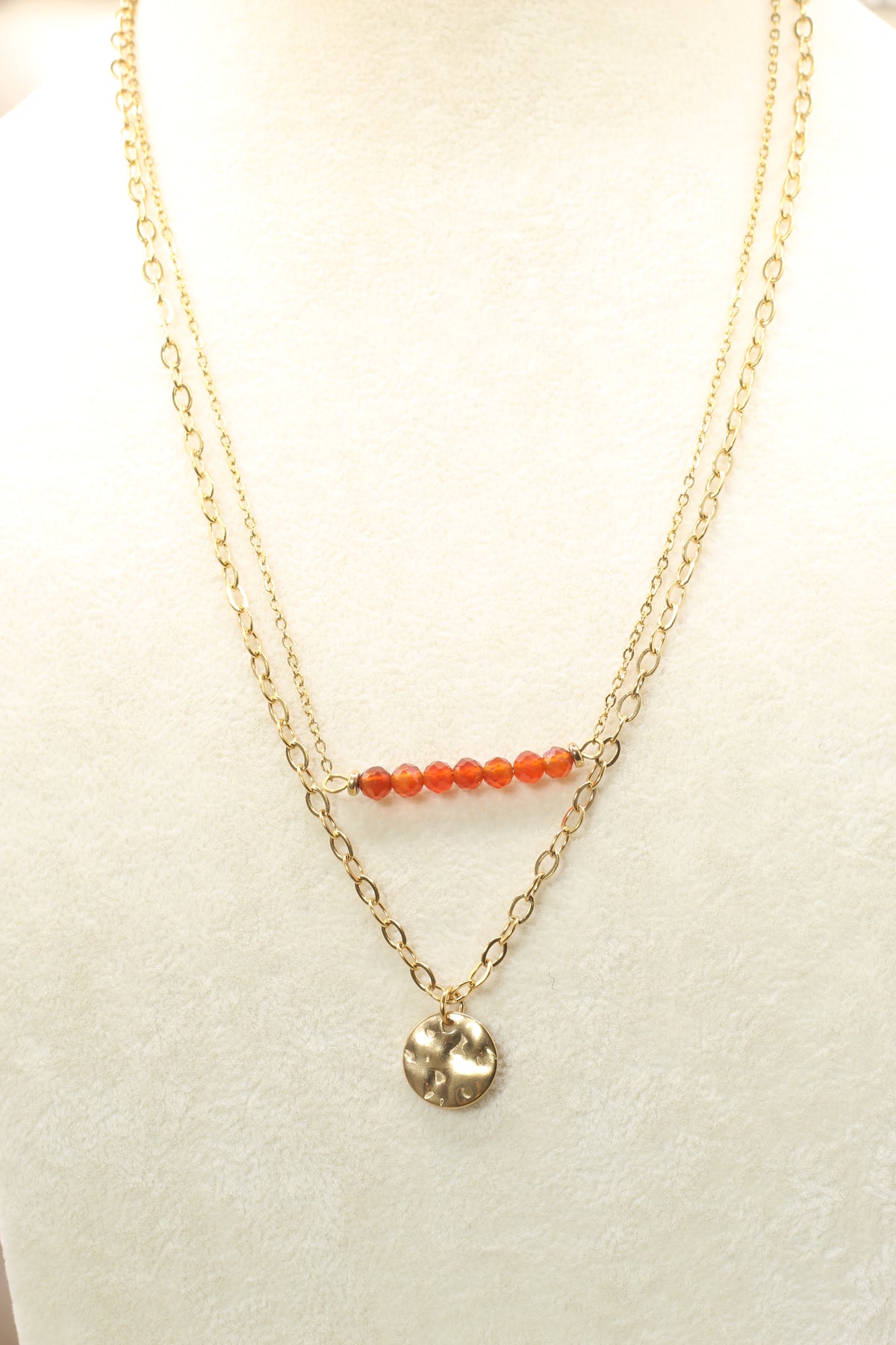 Creativity & Confidence | Carnelian double chain necklace with coin pendant
