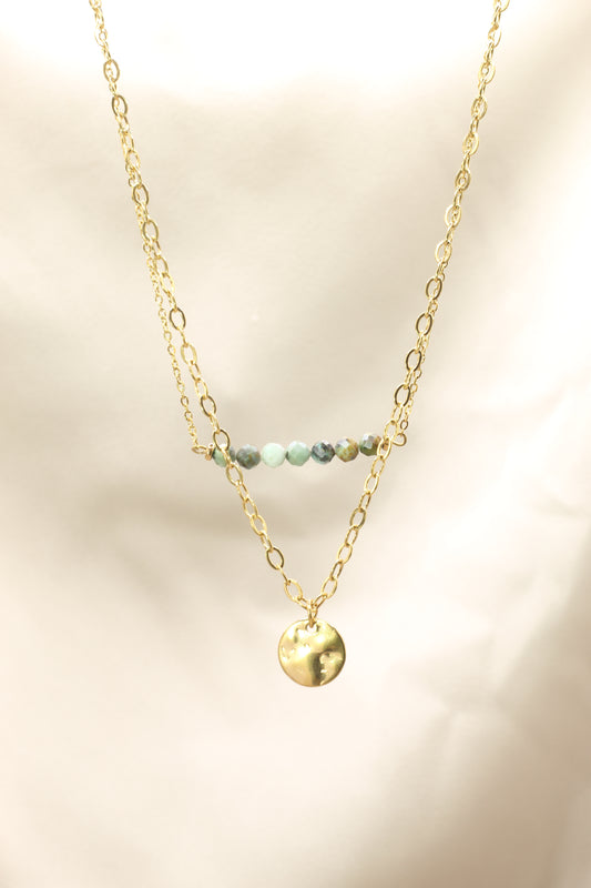 Grounding & Stability | African Jasper double chain necklace with coin pendant