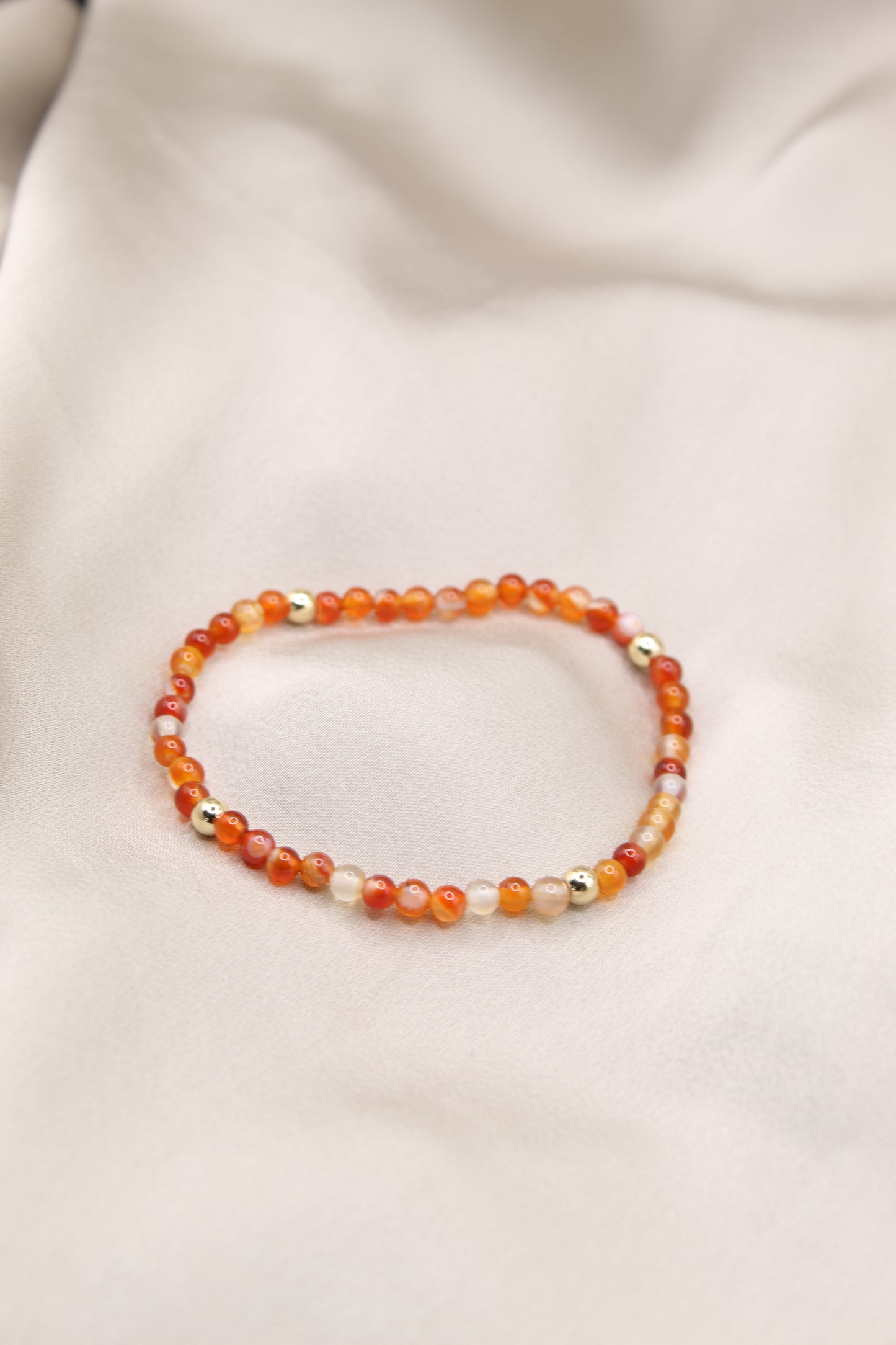 Carnelian 4mm beaded bracelet