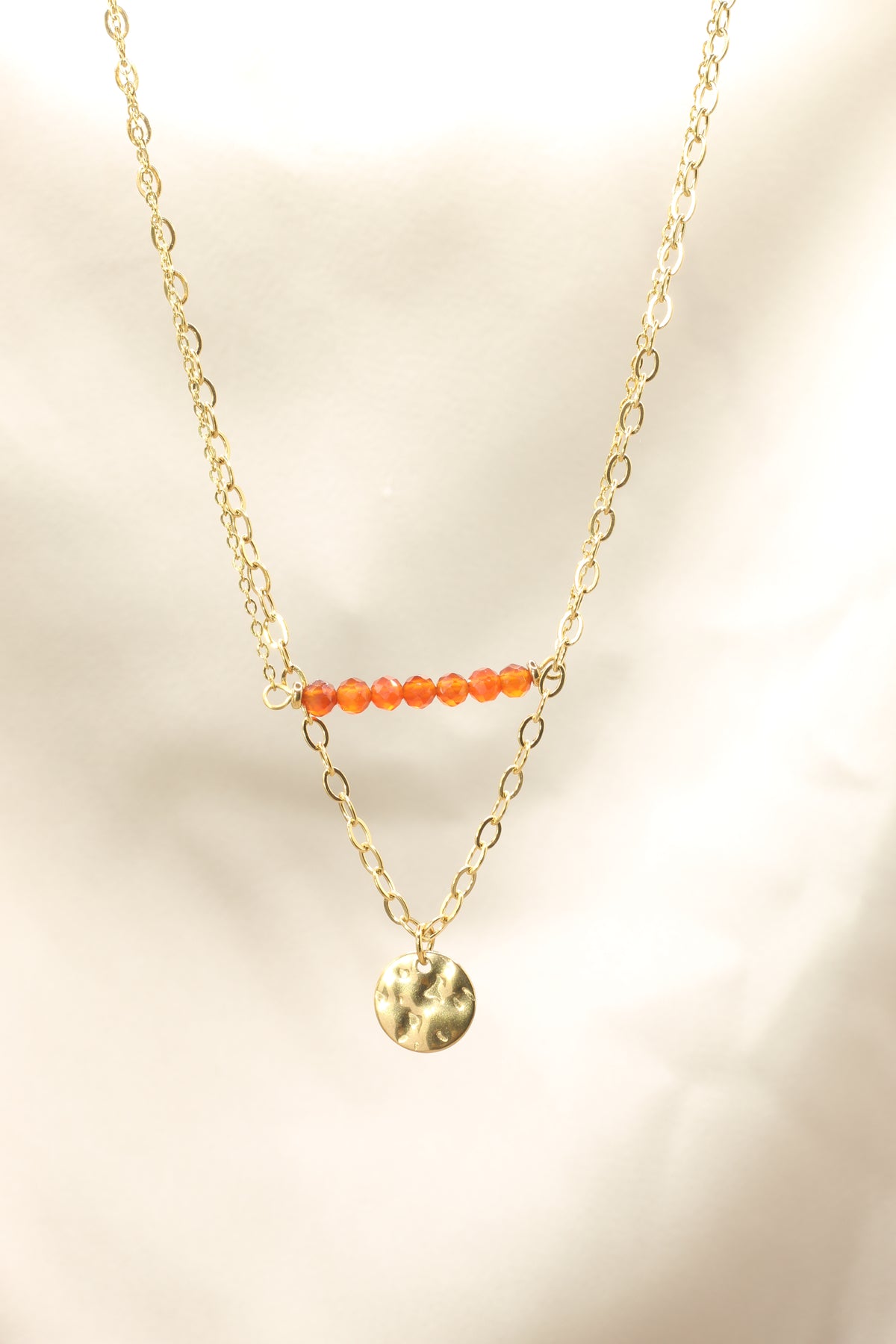 Creativity & Confidence | Carnelian double chain necklace with coin pendant