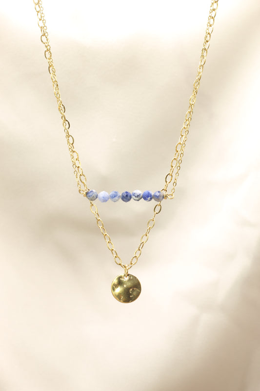 Clarity & Truth | Sodalite double chain necklace with coin pendant