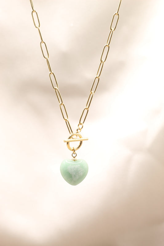 Positivity & Optimism| Aventurine Tbar Heart Necklace