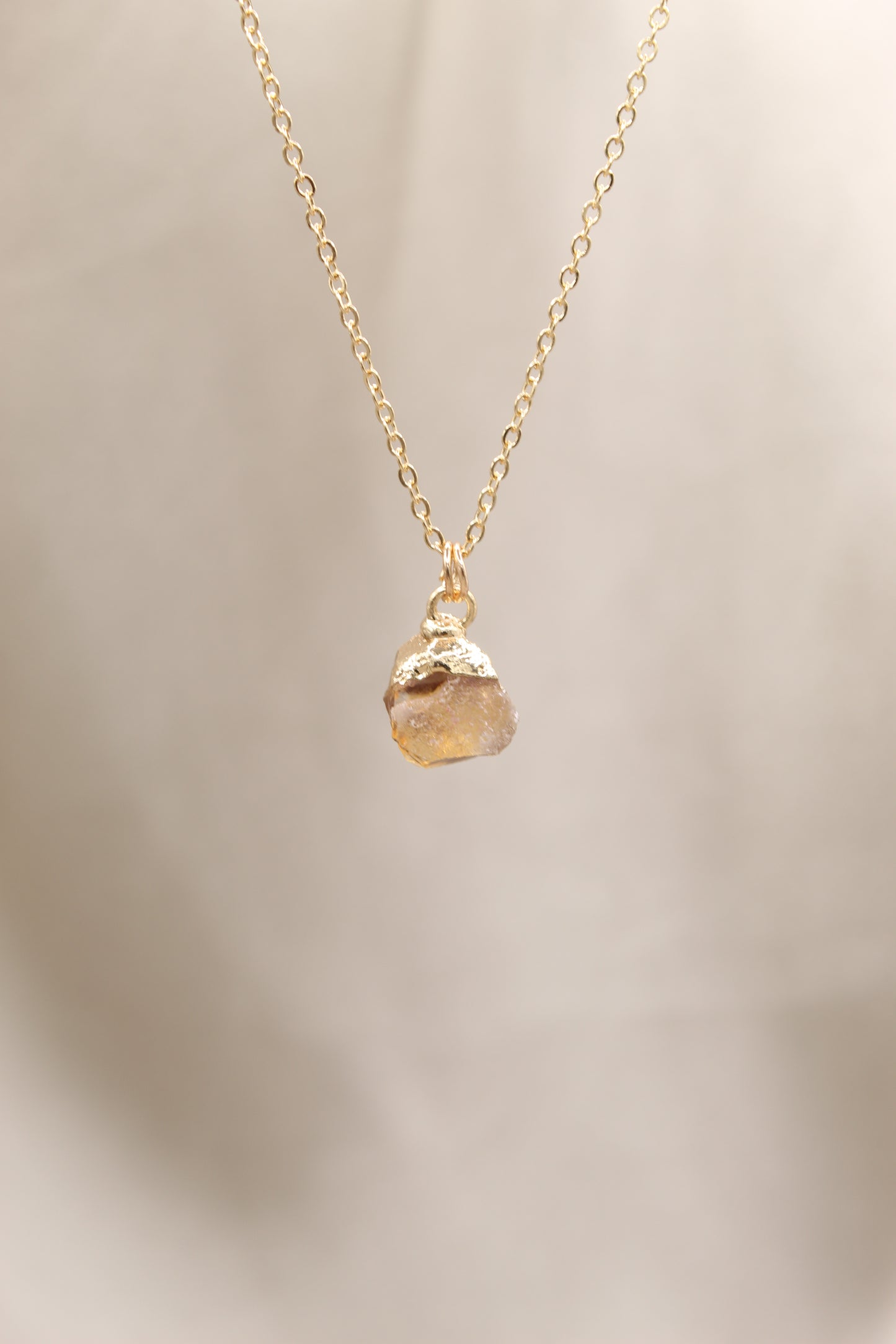 Gold Citrine rough pendant necklace